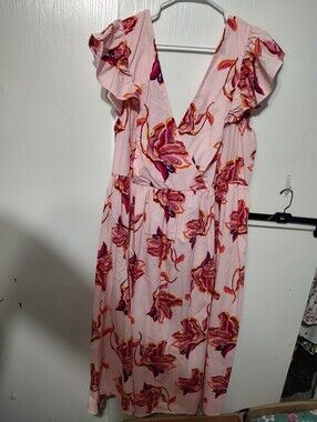 Pink Floral Wrap Dress